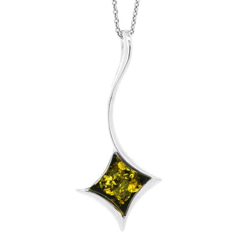 Classic Amber Diamond Wave Pendant