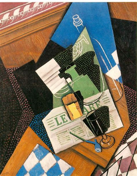 Бокал для воды, бутылка и блюдо для фруктов, 1915 (картина) — Хуан Грис
