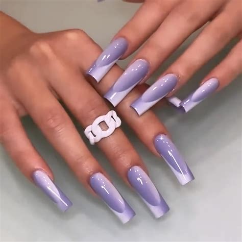 Long, Lavish, and Luxurious – 25 Long Purple Ombre Nail Ideas