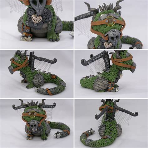 Aluminious the steampunk dragon was hand sculpted with polymer clay