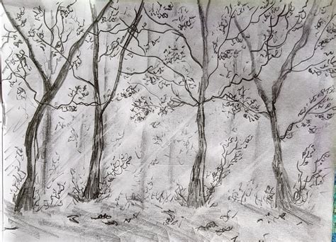 Tarang...: Random Pencil Sketches: Pathway, Forest and Human Figures