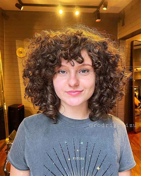 Natural Curly Hair With Side Bangs