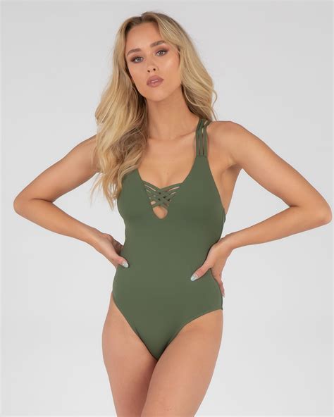Shop Topanga Olivia One Piece Swimsuit In Olive Green - Fast Shipping