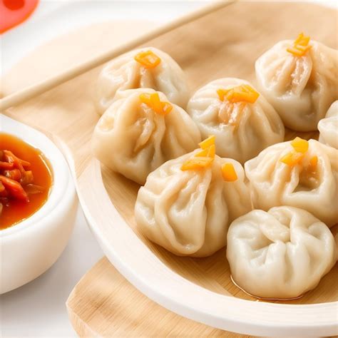 Premium AI Image | Chinese steamed dumplings in bamboo steamer on white ...