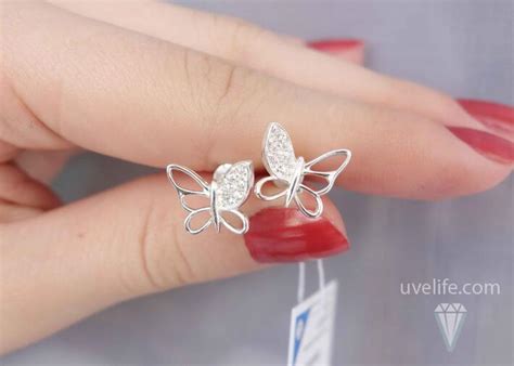 Сережки-гвоздики бабочки купить в интернет-магазине Ювелир Лайф