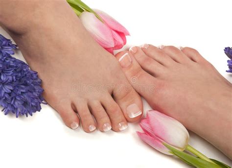 Hand and Nail Care. Beautiful Women`s Feet and Hands after Manicure and ...
