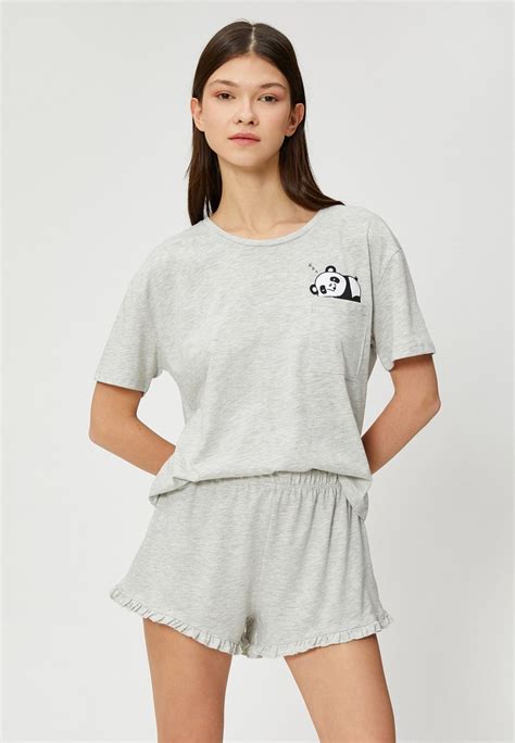 Koton SET PRINTED SHORT SLEEVE - Pyjamas - grey - Zalando