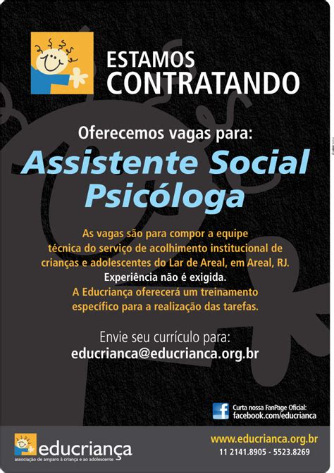 SERVIÇO SOCIAL: Vaga para Assistente Social- Areal/RJ
