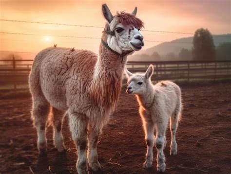 premium ai image  llama   baby stand   dirt field