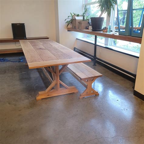 fancy  brace farmhouse table  bench ana white