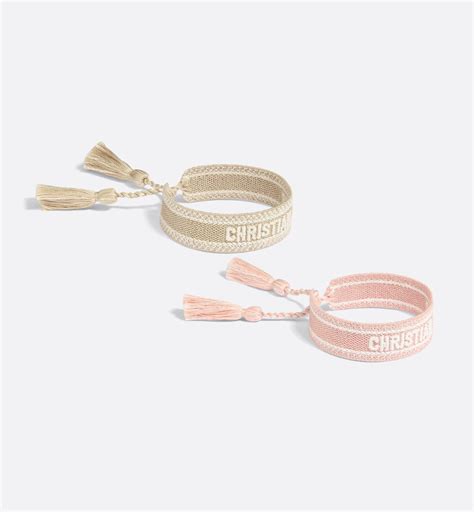 Conjunto de pulseras Christian Dior Algodón color galleta claro y rosa