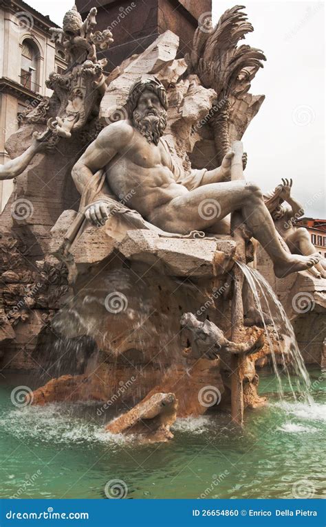 Fountain of the Four Rivers Stock Photo - Image of city, europe: 26654860