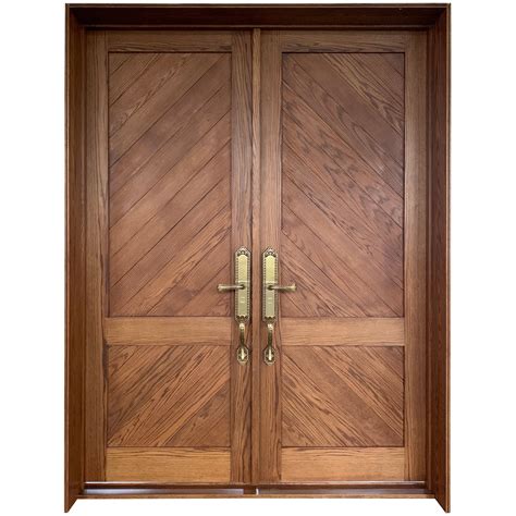 Red Oak Double Solid Wood Exterior Doors – Waydoor
