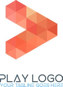 red polygonal logo png vector eps