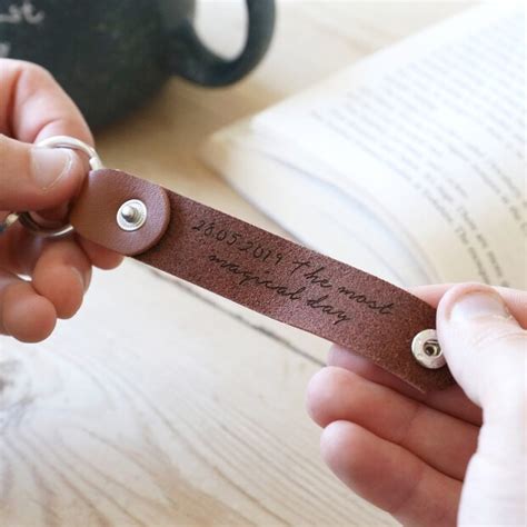 Personalised Hidden Message Leather Strap Keyring | Lisa Angel