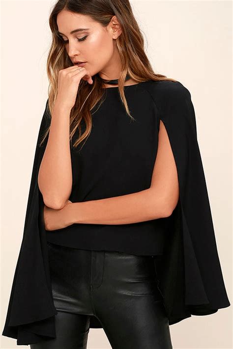 Chic Black Top - Cape Top - Blouse - Cape Sleeve Top - $52.00 - Lulus