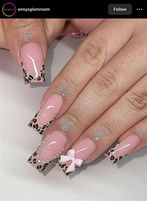 nail inspo   cheetah print nails girly acrylic nails pink