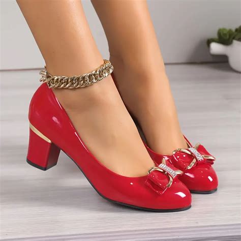 Rhinestone Bow Chunky Heels for Koningsdag – Stylishoe