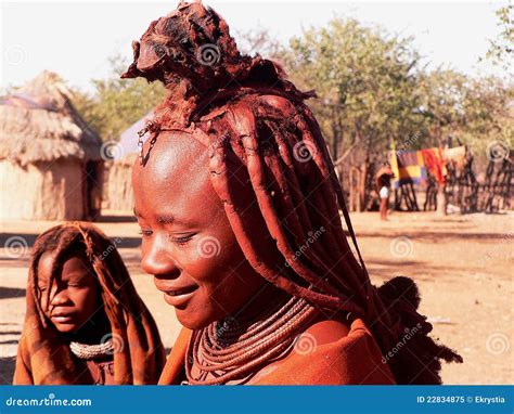 tourist  himba nomadic tribe namibia editorial photo