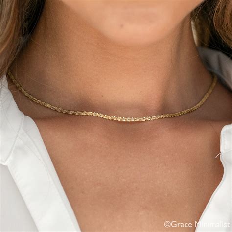sparking simple necklace dainty chain necklace  gold silver