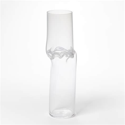 Torsion in Opal White 22/02, clear and white glass sculptural vessel by