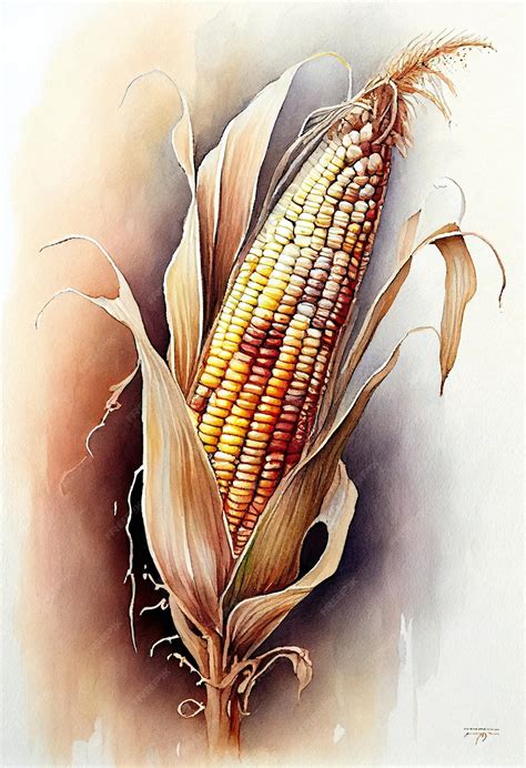 Premium Photo | Corn painting, corn wall art, corn design, corn ...