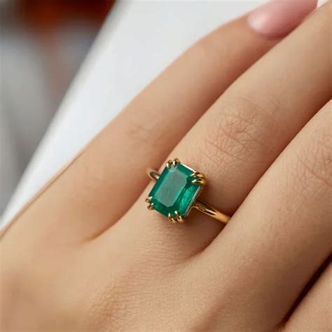 lab created emerald gold ring lab grown emerald rings  piece