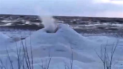 Great Lakes Ice Volcanoes: Ice Shelves Create Spray