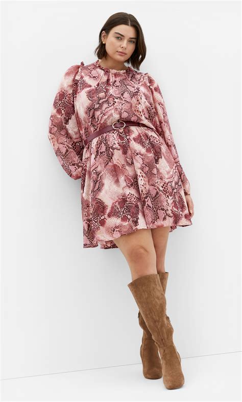 Women's Plus Size Maddie Cherry Snake Print Dress