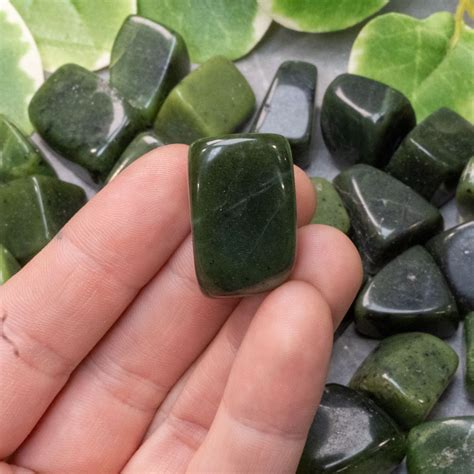 dark green jade tumbled  crystal council