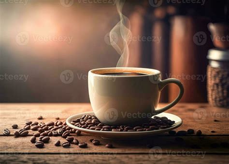 Hot coffee cup with coffee beans, Wallpaper coffee 23513862 Stock Photo ...