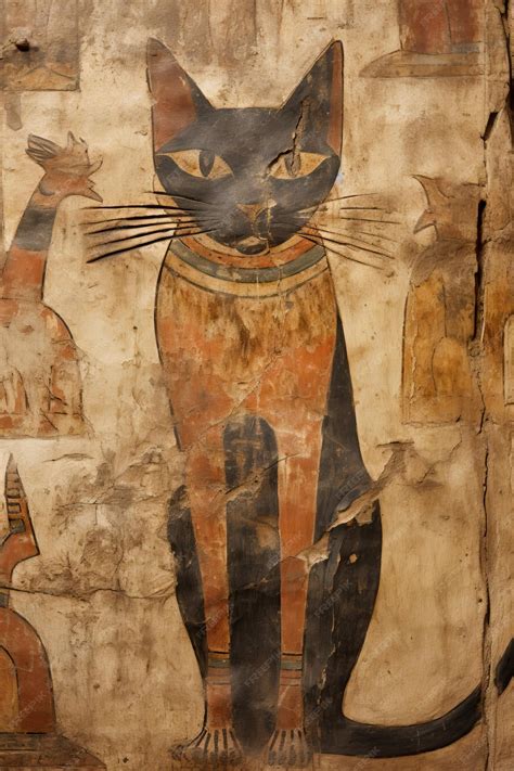 Premium Photo | Paintings of cat sculptures and paintings of ancient