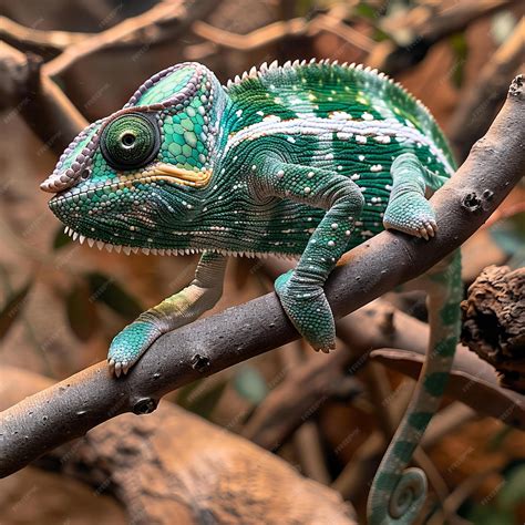 graphic chameleon  tree branch  natural habitat premium ai