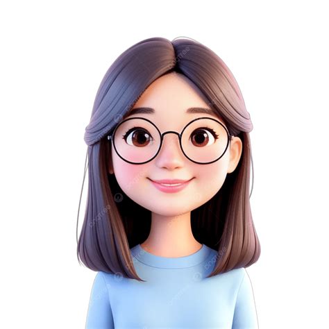 Smiling 3d Cartoon Girl With Glasses, Cartoon Clipart, Glasses Clipart