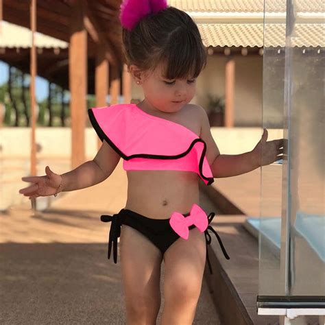 Dyfzdhu Girls Swimsuit Summer Toddler Girls One Shoulder Bathing Suit