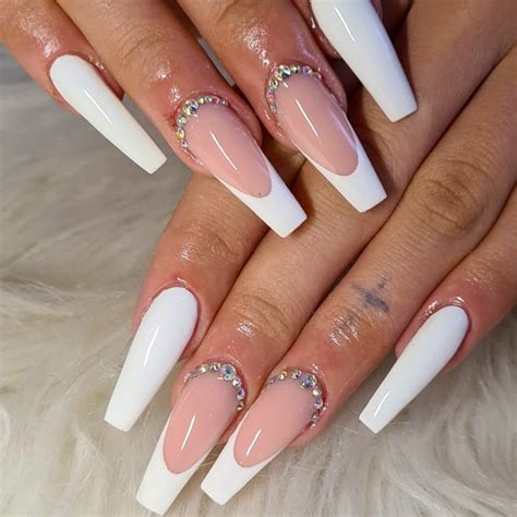 acrylic french tip nails  gems  thomas ogle blog