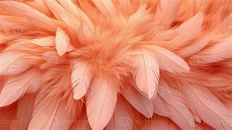 Generative AI, Beautiful light orange, apricot color closeup feathers ...