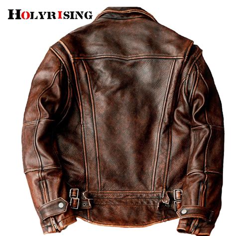 240.0US $ |2020 New Style Genuine Leather Jacket Vintage Brown Cowhide ...