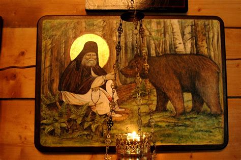 St Seraphim with his bear | St Seraphim of Sarov, an icon at… | Flickr