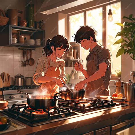 Animated cute cartoon of a couple cooking Indian chai | Premium AI ...