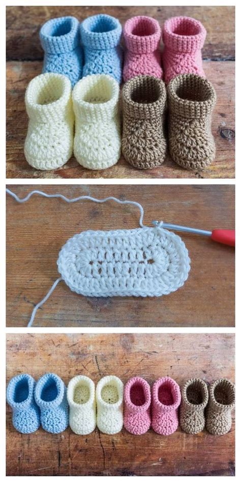 Easy crochet baby booties in different sizes – Artofit