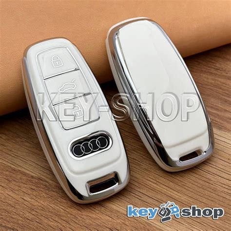 Чехол смарт ключа Audi (Ауди) A6, A8, Q5, Q7, Q8 (белый, полиуретановый ...