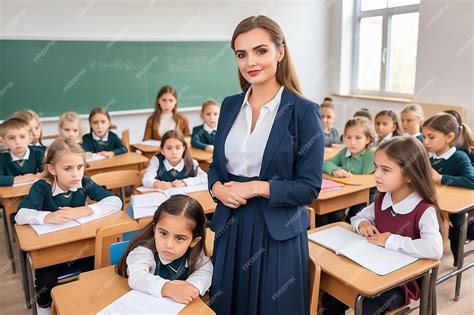 Класс с учениками и учителем УрокУчитель с учениками в классе | Премиум ...