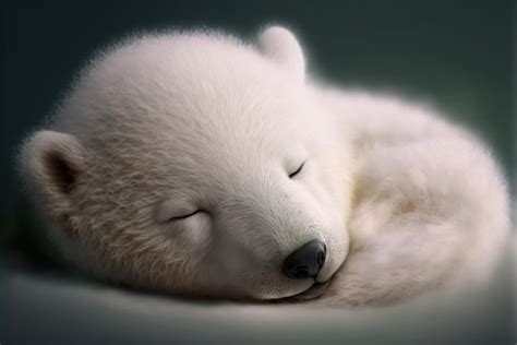 Premium Photo | A polar bear sleeping on its side.