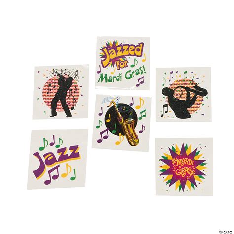 Mardi Gras Jazz Tattoo Assortment | Oriental Trading