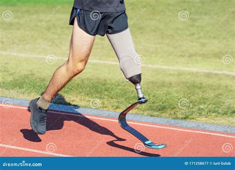 Runner With A Prosthetic Leg. Amputee Sportsman Royalty-Free Stock ...