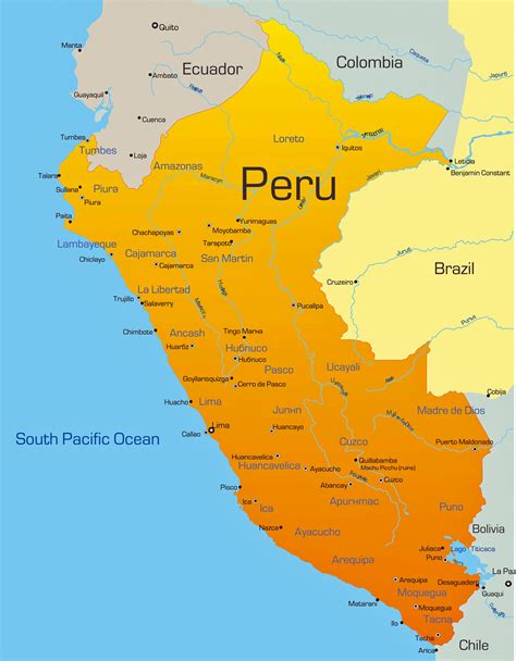 Cities map of Peru - OrangeSmile.com