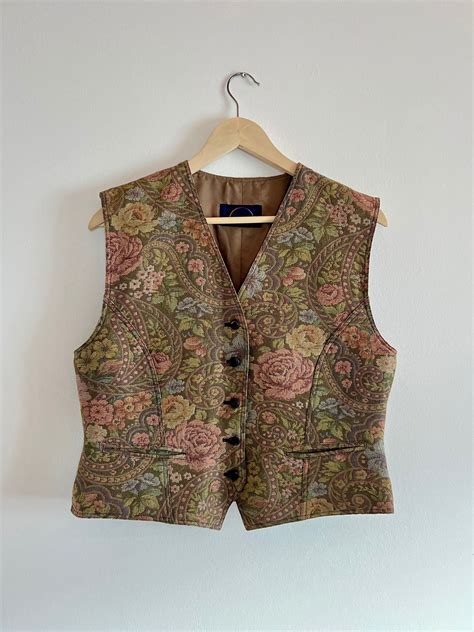 Vintage Bogner Vest // Floral Tapestry Waistcoat - Etsy