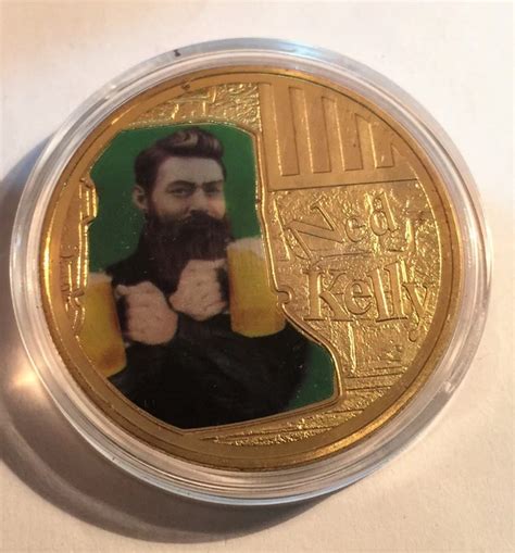 NED KELLY &HELMET Art #4" 1 Oz Coin, Finished in 24k 999 Gold 5 to ...