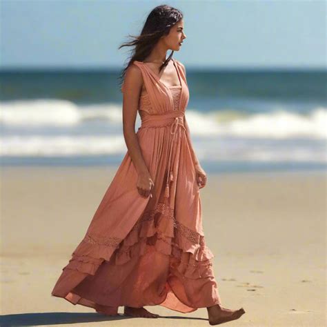 Boho Summer Beach Maxi Dress – Sleeveless Ruffle A-Line Long Dress ...